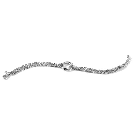 Leslie's Sterling Silver RH-plt Multi-Strand Circles w/ 1in ext. Bracelet