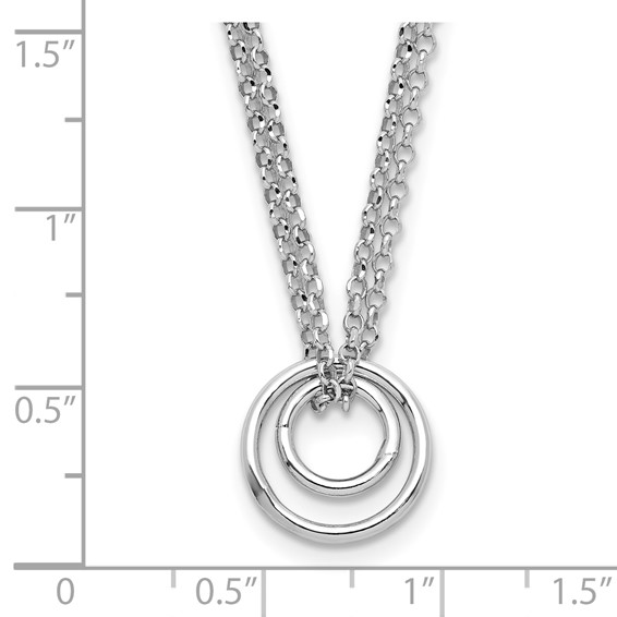 Leslie's Sterling Silver Rh-plt Polished 2-Strand Circle w/2in ext Necklace