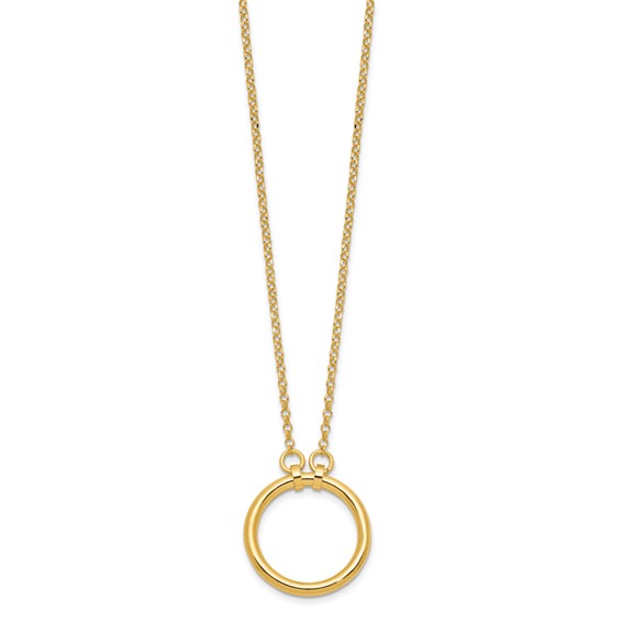 Leslie's Sterling Silver Gold-tone Polished Circle w/ 2in ext. Necklace