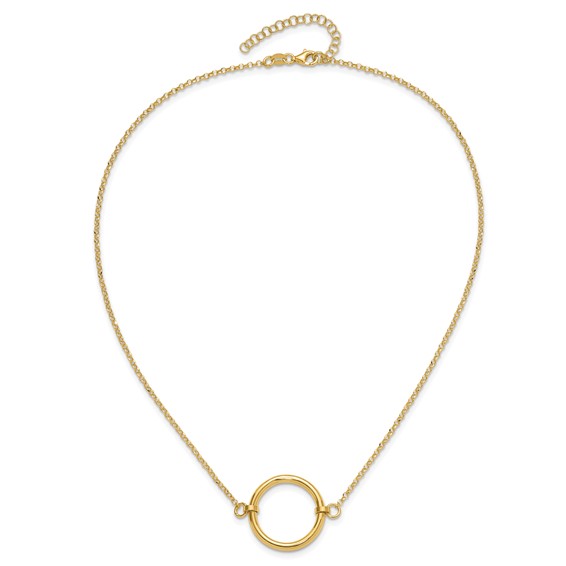 Leslie's Sterling Silver Gold-tone Polished Circle w/ 2in ext. Necklace