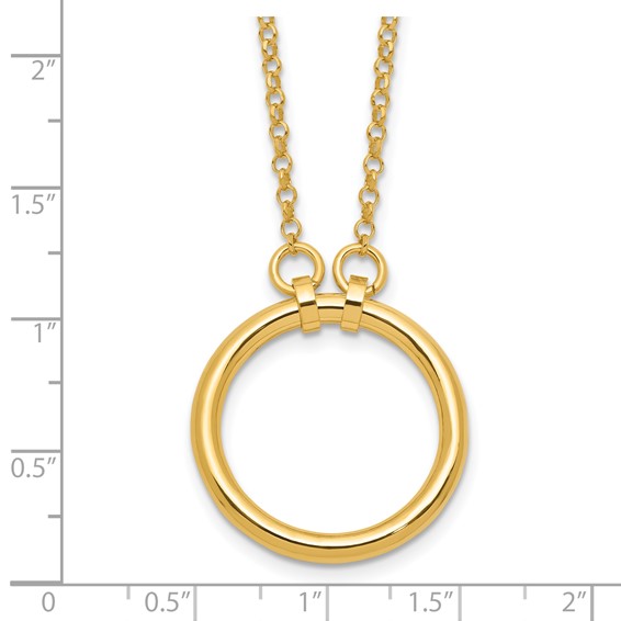 Leslie's Sterling Silver Gold-tone Polished Circle w/ 2in ext. Necklace