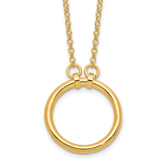 Leslie's Sterling Silver Gold-tone Polished Circle w/ 2in ext. Necklace