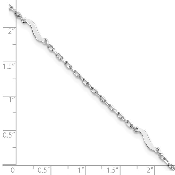 Leslie's Sterling Silver Rhodium-plated Wave 9 inch Plus 1 inch Extender - Total 10 inch Anklet