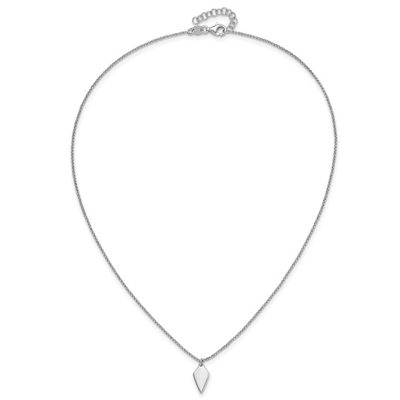 Leslie's Sterling Silver Rh-plated Polished Arrowhead w/1in ext. Necklace