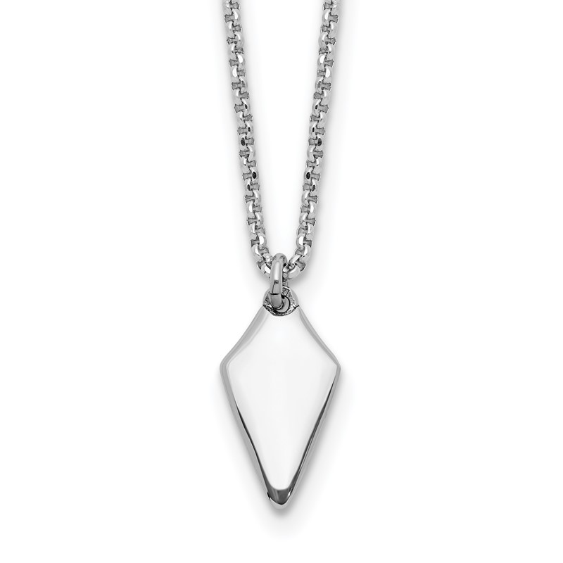 Sterling Silver Rh-plated Polished Arrowhead w/1in ext. Necklace