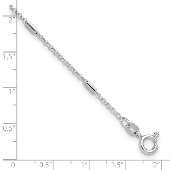 Leslie's Sterling Silver Rhodium-plated Bars /Chain 9 inch Plus 1 inch Extender - Total 10 inch Anklet