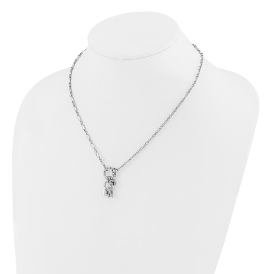 Leslie's Sterling Silver Rhodium-plated Polished Lock and Key Necklace