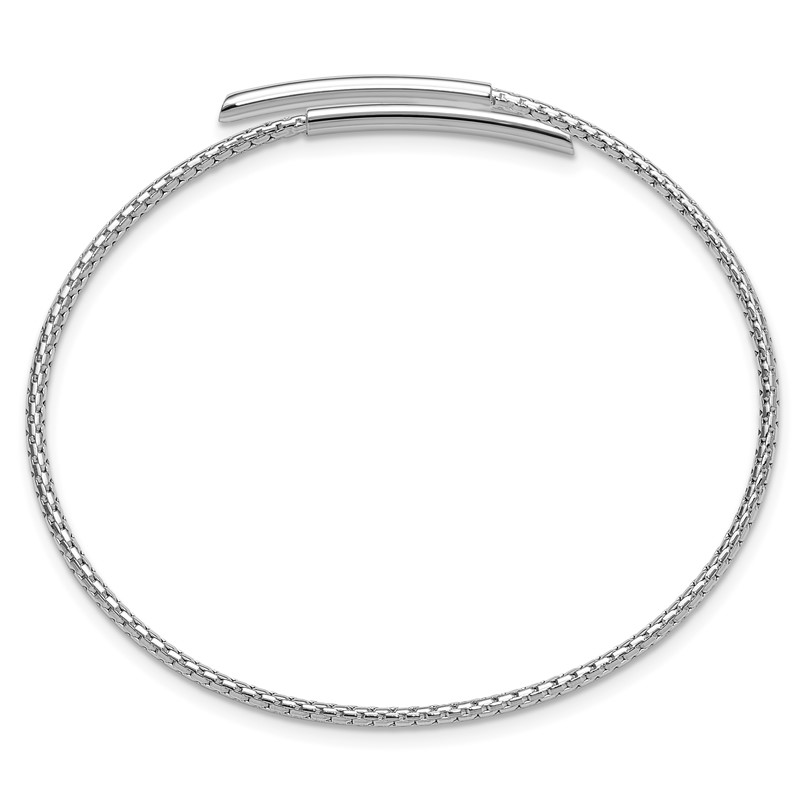 Sterling Silver Rhodium-plated Polished Bypass Cuff Bangle