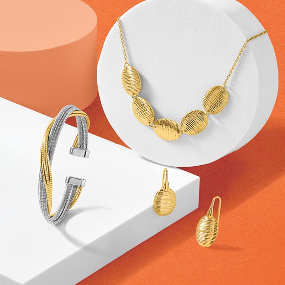 Leslie's Sterling Silver Rhod/Gold-plat Polished Wrapped Twist Cuff Bangle