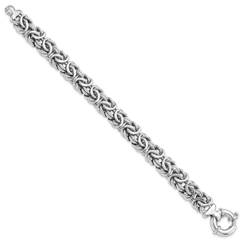 Sterling Silver RH-plated Fancy Link Bracelet