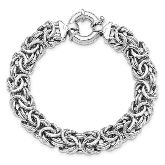 Leslie's Sterling Silver RH-plated Fancy Link Bracelet
