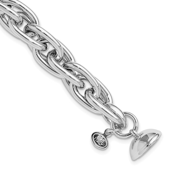 Leslie's Sterling Silver Rhodium-plated 7.5in Link Bracelet