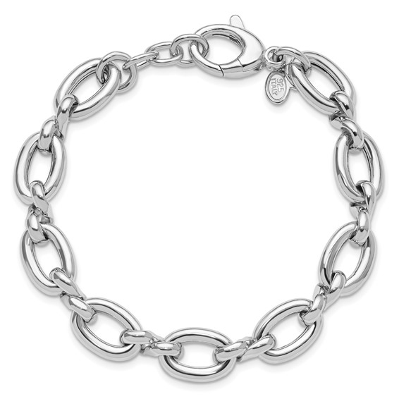 Leslie's Sterling Silver RH-plt Polished Fancy Link w/.25in ext. Bracelet