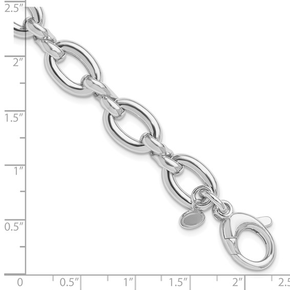 Leslie's Sterling Silver RH-plt Polished Fancy Link w/.25in ext. Bracelet