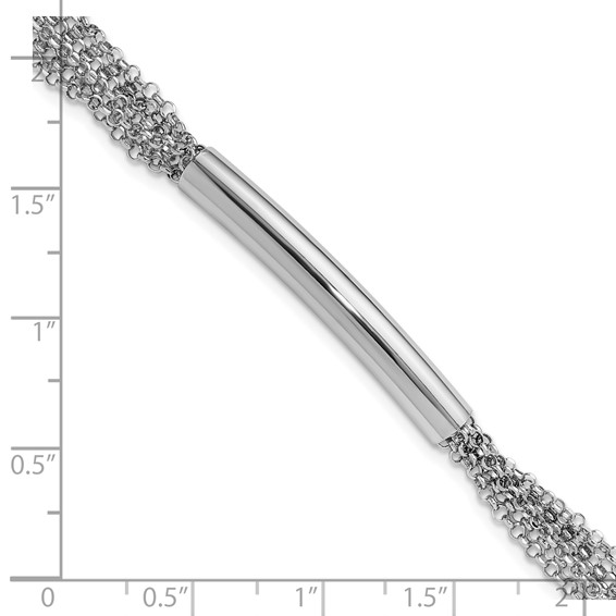Leslie's Sterling Silver Rhodium-plt Multi-strand Bar w/1in ext. Bracelet