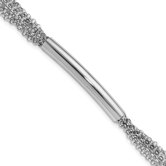 Leslie's Sterling Silver Rhodium-plt Multi-strand Bar w/1in ext. Bracelet