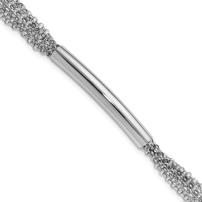 Sterling Silver Rhodium-plt Multi-strand Bar w/1in ext. Bracelet