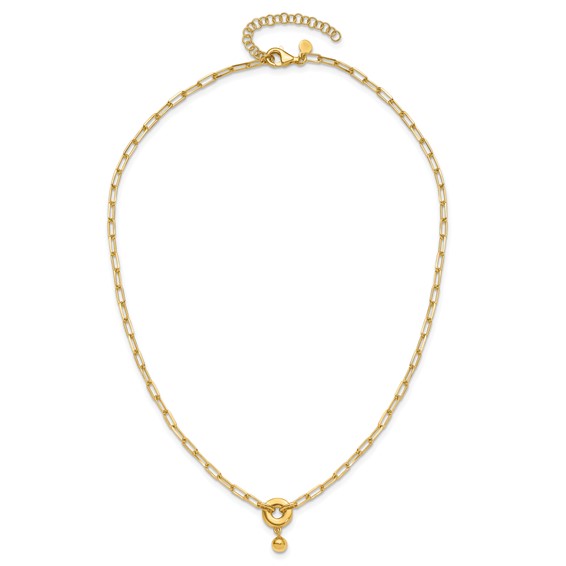 Leslie's Sterling Silver Gold-plated with 2in ext. Circle Necklace
