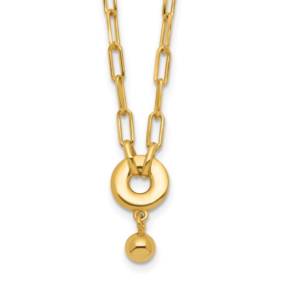 Leslie's Sterling Silver Gold-plated with 2in ext. Circle Necklace