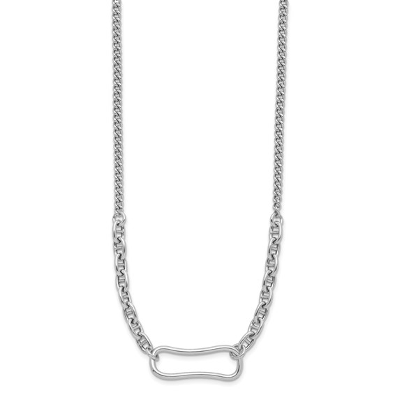 Leslie's Sterling Silver Rhodium-plated with 2in ext. Necklace