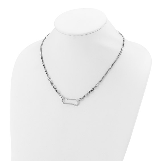 Leslie's Sterling Silver Rhodium-plated with 2in ext. Necklace