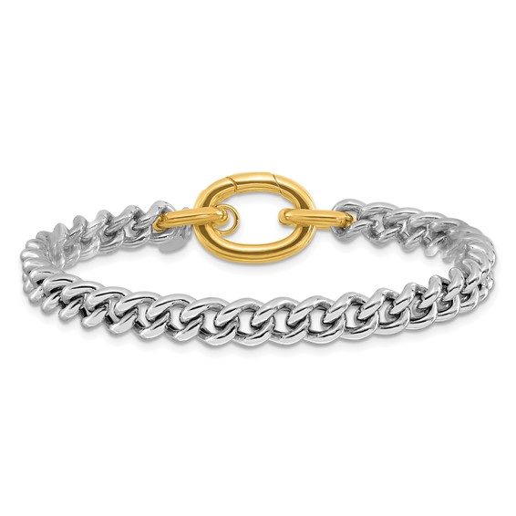 Leslie's Sterling Silver Rhodium and Gold-plated with Curb Link Bracelet