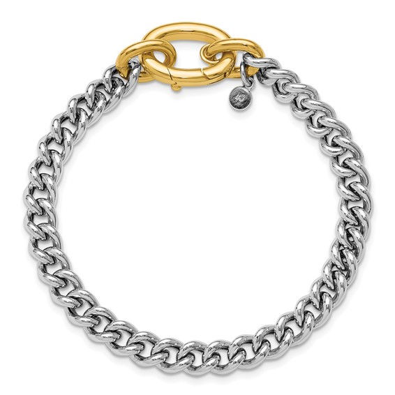 Leslie's Sterling Silver Rhodium and Gold-plated with Curb Link Bracelet