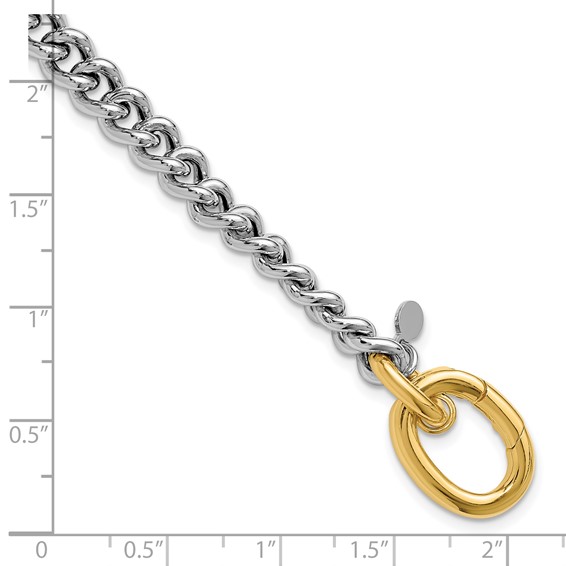 Leslie's Sterling Silver Rhodium and Gold-plated with Curb Link Bracelet