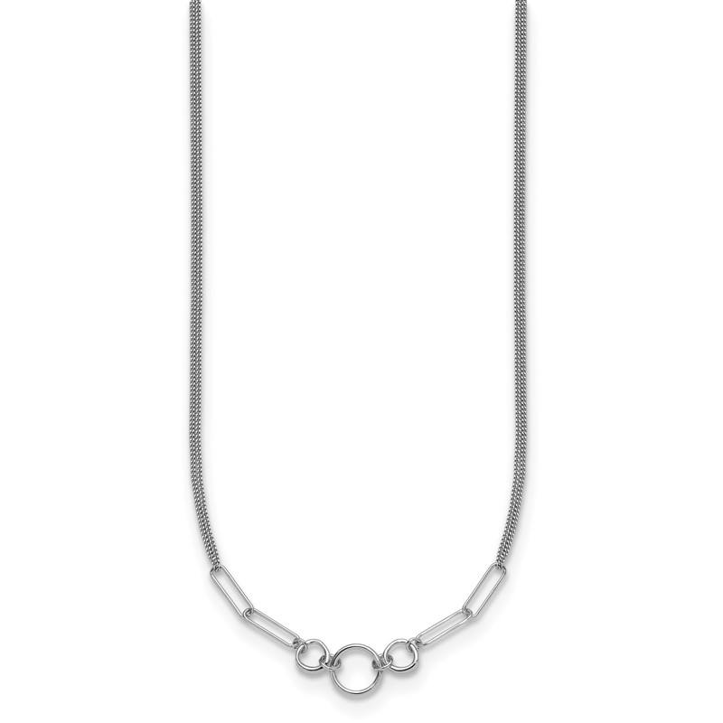 Sterling Silver Rh-plated 2-Strand w/1.75in ext. Fancy Necklace