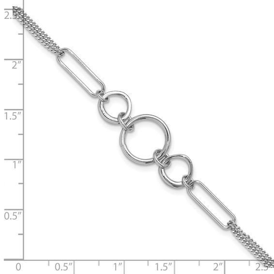 Leslie's Sterling Silver Rhod-plated 2-Strand with 1in ext. Fancy Bracelet