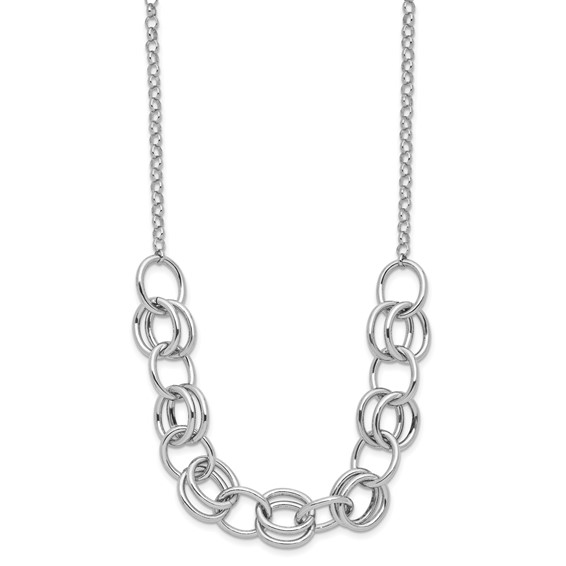 Leslie's Sterling Silver Rhodium-plated Fancy Link Necklace