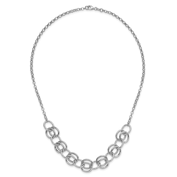 Leslie's Sterling Silver Rhodium-plated Fancy Link Necklace