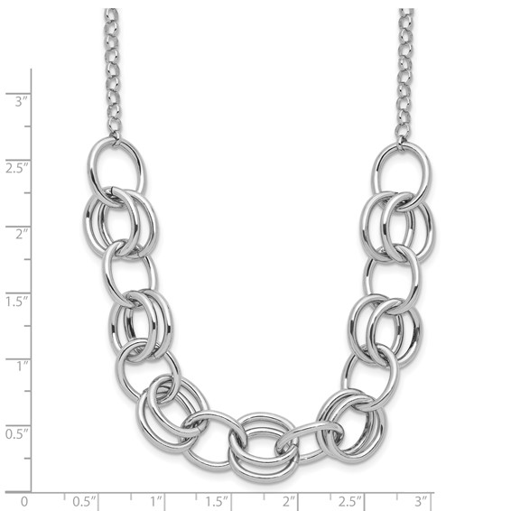 Leslie's Sterling Silver Rhodium-plated Fancy Link Necklace