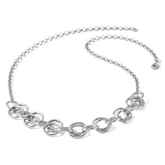 Leslie's Sterling Silver Rhodium-plated Fancy Link Necklace