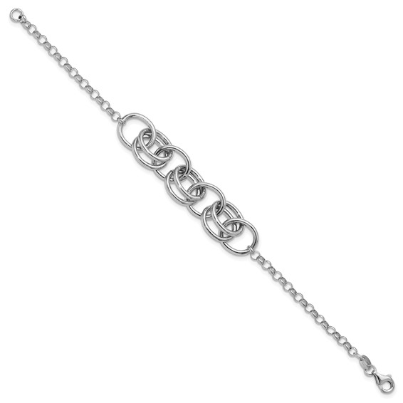 Leslie's Sterling Silver Rhodium-plated Fancy Link Bracelet