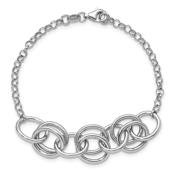 Leslie's Sterling Silver Rhodium-plated Fancy Link Bracelet