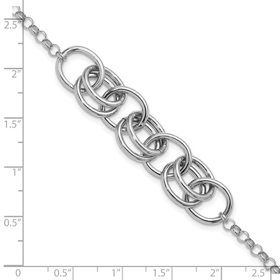 Leslie's Sterling Silver Rhodium-plated Fancy Link Bracelet