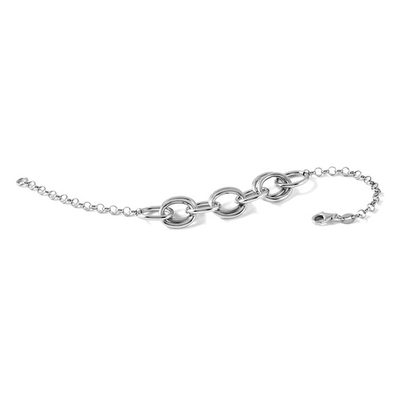 Leslie's Sterling Silver Rhodium-plated Fancy Link Bracelet