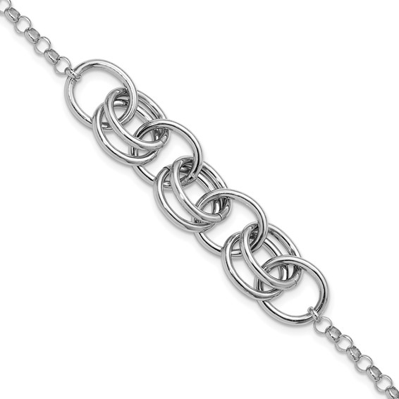 Leslie's Sterling Silver Rhodium-plated Fancy Link Bracelet