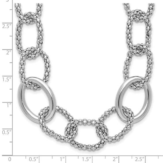 Leslie's Sterling Silver Rhodium-plated Fancy Link with 2in ext. Necklace