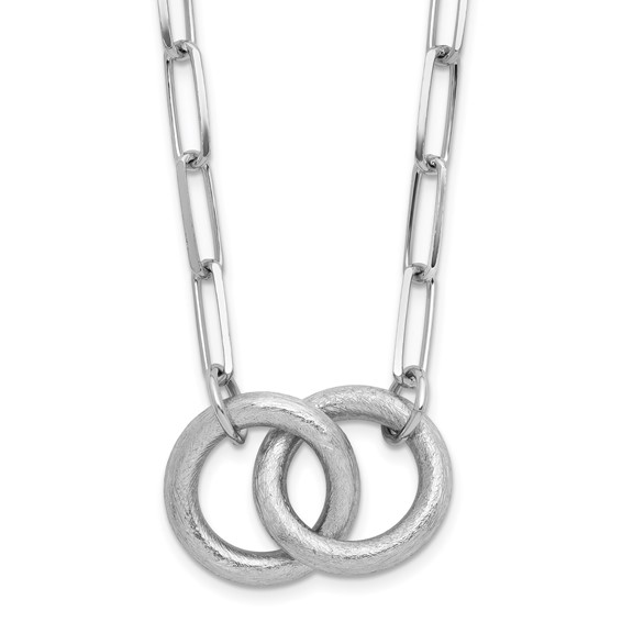 Leslie's Sterling Silver Rhodium-plated Fancy Link w/1.75in ext. Necklace