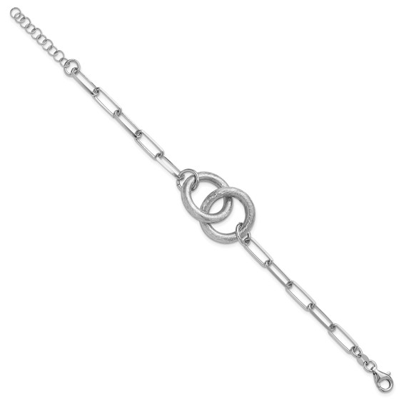 Leslie's Sterling Silver Rhod-plated Fancy Link with 1.25in ext. Bracelet