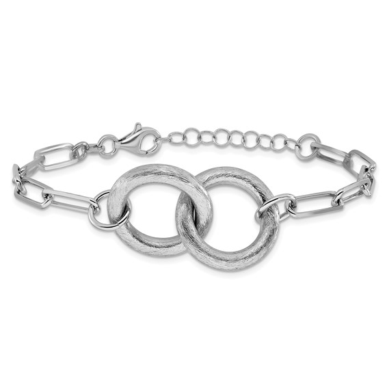 Leslie's Sterling Silver Rhod-plated Fancy Link with 1.25in ext. Bracelet