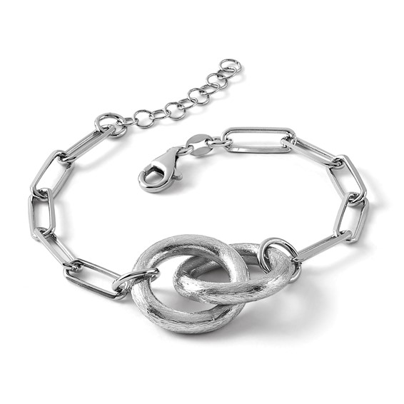 Leslie's Sterling Silver Rhod-plated Fancy Link with 1.25in ext. Bracelet