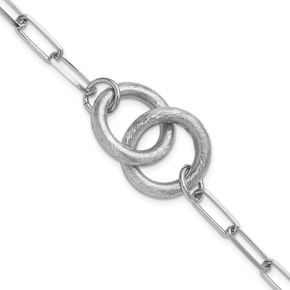 Leslie's Sterling Silver Rhod-plated Fancy Link with 1.25in ext. Bracelet