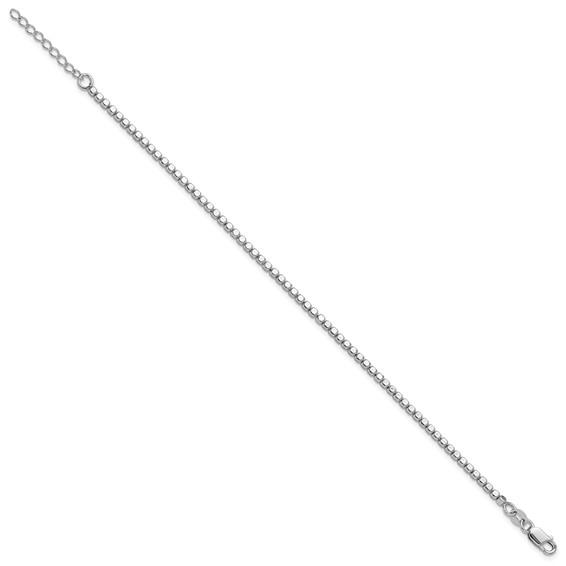 Leslie's Sterling Silver Rhodium-plated Beaded with 1in ext. Bracelet