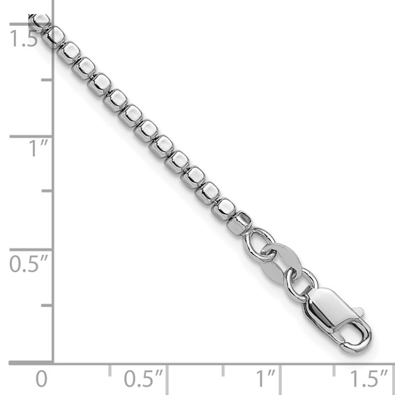 Leslie's Sterling Silver Rhodium-plated Beaded with 1in ext. Bracelet