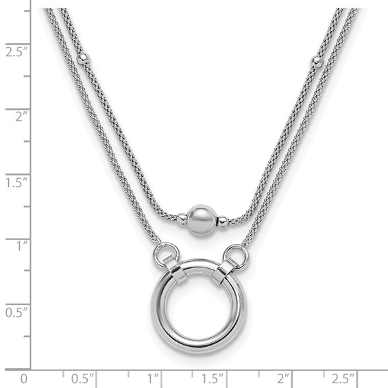 Leslie's Sterling Silver Rh-plat 2-strand Beads/Circle 17in w/2in ext. Neck