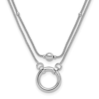 Leslie's Sterling Silver Rh-plat 2-strand Beads/Circle 17in w/2in ext. Neck