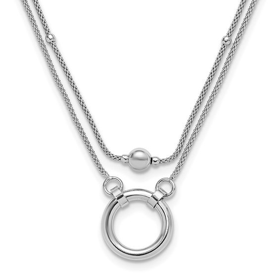 Leslie's Sterling Silver Rh-plat 2-strand Beads/Circle 17in w/2in ext. Neck